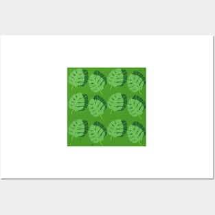 Green leaves pattern Posters and Art